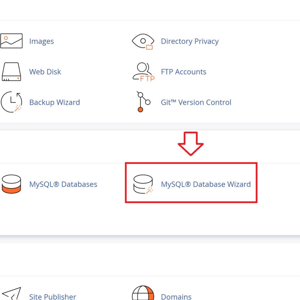 انتخاب ابزار MySQL Database Wizard